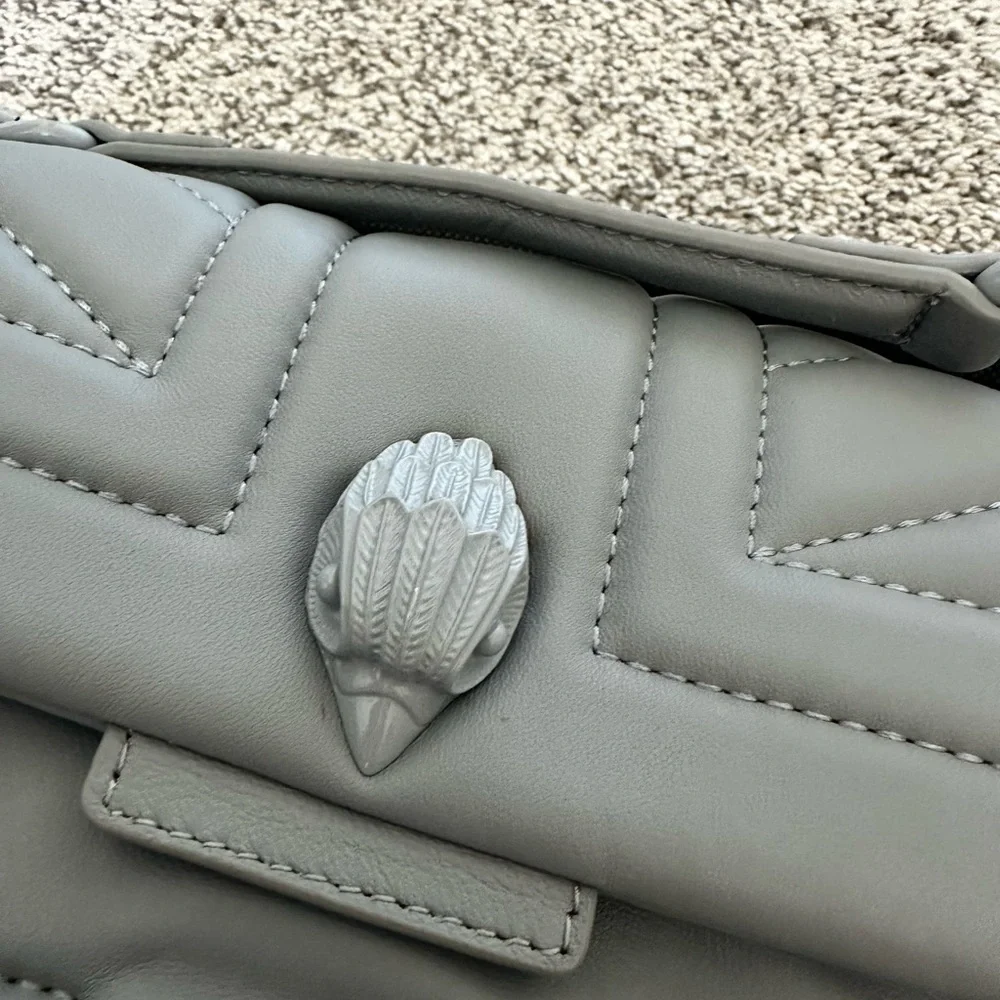 Kurt Geiger London Medium Kensington Quilted Shoulder Bag – Matte Grey